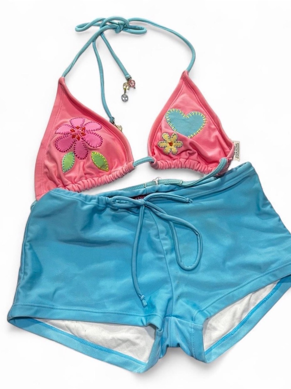 Girls Two-Piece Pink & Blue Floral Bikini Set